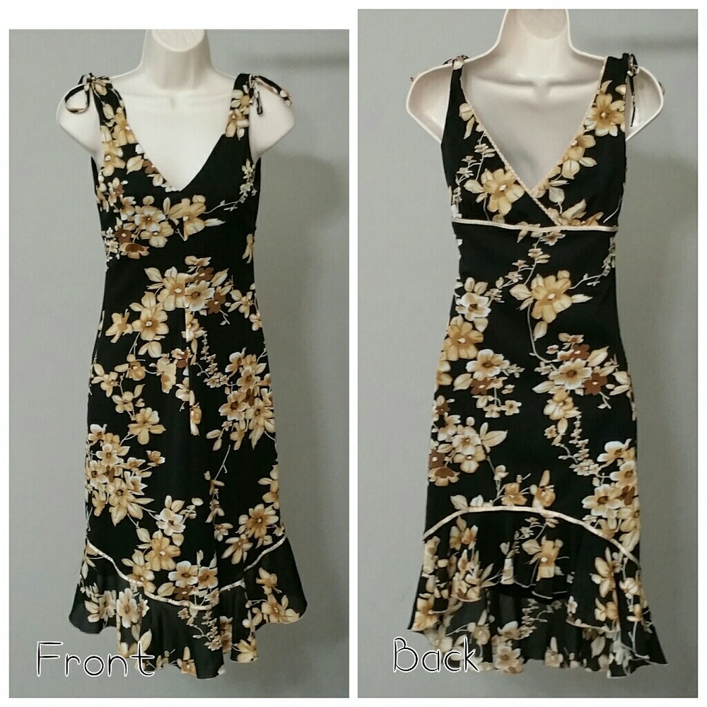 Black and Brown Knee Length Dress